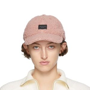 NWT RAG & BONE FAUX SHEARLING BASEBALL CAP IN ANTIQUE ROSE DUST